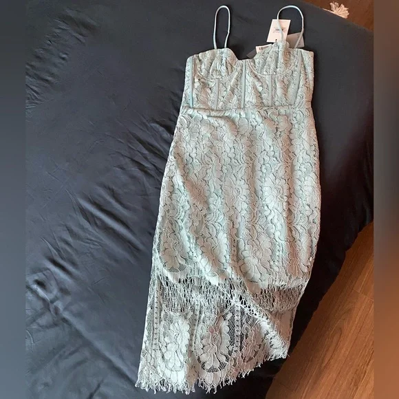 BARDOT Lace Spaghetti-Strap Sheath Dress in Light Blue - Picture 2 of 12